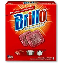 Brillo Steel Wool Soap Pads, Long Lasting, Original Scent Cleaning, 18 Count Original, 18 Count Pack of 1