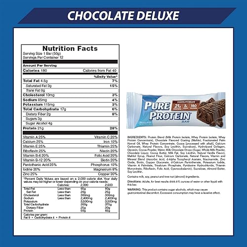 Pure Protein Chocolate Deluxe Protein Bars, 1.76 oz, 12 Count