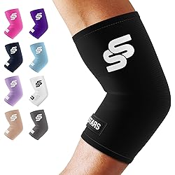 Sleeve Stars Elbow Compression Sleeve, Tendonitis Elbow Brace for Women & Men, Elbow Support for Pain & Arthritis, Tennis Elbow Sleeve, Arm Protector Wrap for Golf & Sports S-XXL S: 7-8.5, Black