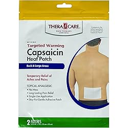 Thera|Care Targeted Warming Capsaicin Heat Patch | Back & Large Areas | 2-Count Pouch | 5.25” x 7” | Topical Analgesic