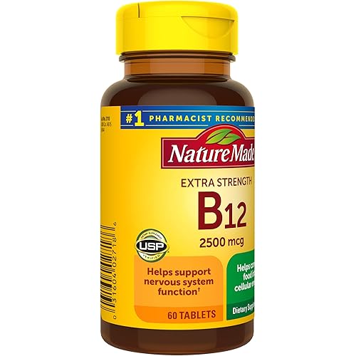 Nature Made Extra Strength Vitamin B12 2500 mcg, Dietary Supplement for Energy Metabolism Support, 60 Tablets, 60 Day Supply