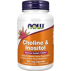 NOW Supplements, Choline & Inositol 500 mg, Healthy Nerve Transmission, Nervous System Health, 100 Capsules