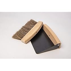 PELICCO Mini Dustpan and Brush Set, Wood Hand Broom with Natural Horsehair Bristles, Whisk Broom 5.9 x3.9 inch
