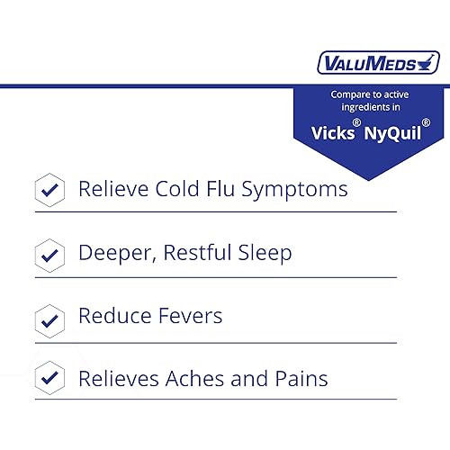 ValuMeds Cough, Cold, and Nighttime Relief 48 Softgels Helps Relieve Sore Throat, Fever, Headaches, Runny Nose, Aches