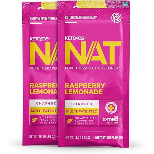 KetoOS NAT® Raspberry Lemonade Keto Supplements – Charged -Exogenous Ketones - BHB Salts Ketogenic Supplement for Workout Energy Boost for Men and Women 20 Count