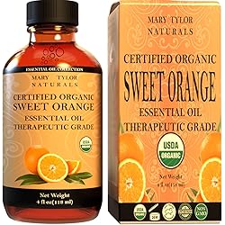 Organic Orange Essential Oil 4 oz, USDA Certified, Premium Therapeutic Grade, 100% Pure and Natural, Perfect for Aromatherapy, Diffuser, DIY by Mary Tylor Naturals