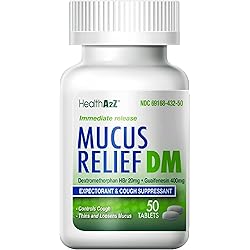 HealthA2Z® Mucus Relief DM | 50 Count | Dextromethorphan HBr 20mg | Guaifenesin 400mg | Cough, Immediate Release, Uncoated