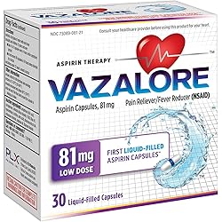 VAZALORE™ Aspirin 81mg for Adults | Low Dose Aspirin Heart Therapy | Liquid-Filled Capsules to Help Protect Stomach | Pain Relief | 30 Count
