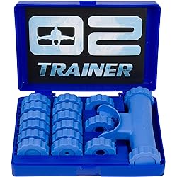 Bas Rutten O2 Trainer - Official Workout Device for Respiratory Training and Lung Muscle Fitness - Portable Breathing Mouthpiece for High Altitude and Power Training Blue