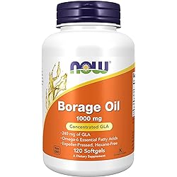 NOW Supplements, Borage Oil 1000 mg with 240mg of GLA Gamma Linolenic Acid, 120 Softgels