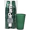 PAMI Colorful 7oz Plastic Party Cups [Pack of 100] - Disposable Drinking Glasses Bulk- BPA-Free Colored Cups For Iced Tea, Jello, Punch, Cocktails, Shots & Cold Drinks- Throw-Away Green Plastic Cups