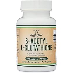 S-Acetyl L-Glutathione Capsules - 100mg, Manufactured and Tested in The USA, 60 Count Acetylated Glutathione by Double Wood Supplements