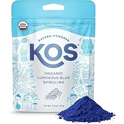 KOS Organic Blue Spirulina Powder - Natural Food Coloring, Vibrant Blue, Phycocyanin - Plant Based, USDA Organic, Non-GMO, Gluten-Free, 1.4oz, 27 Servings