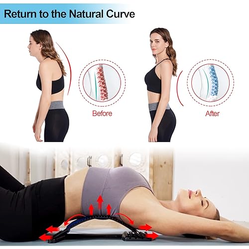 Back Stretcher, 4-LevelsBack Cracker, Back Crack for Lumbar Back Pain Relief, Adjustable Multi-Level Lumbar Support Back Massagers, Lower and Upper Back Pain Relief Device for Scoliosis, Sciatica