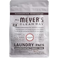 Mrs. Meyer's Laundry Detergent Pods, Biodegradable Formula, Ready to Use Laundry Pacs, Lavender Scent, 45 Count