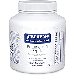 Pure Encapsulations Betaine HCl Pepsin | Digestive Enzyme Supplement for Digestive Aid and Support, Stomach Acid, and Nutrient Absorption | 250 Capsules