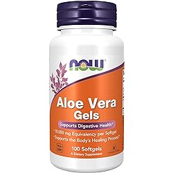 NOW Supplements, Aloe Vera Aloe barbadensis 10,000 mg, Supports Digestive Health, 100 Softgels