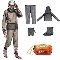 HOMEYA Net Suit XXL, Netting with Jacket Hoodie & Pants, Mittens & Socks, Lightweight Fine Mesh Full Body Clothing for Men & Women, for Camping, Hunting, Hiking, Fishing with Free Carry Pouch