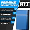 roygra Cigarette Case 20 Capacity, Aluminum Automatic Slider - 2 Pack Blue Gray, 85mm King Size