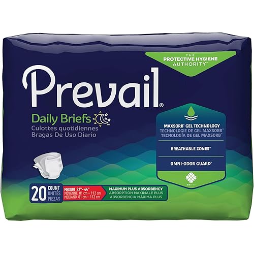 Prevail Adult Incontinence Briefs, Medium Heavy Absorbency, 20 Count