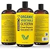 Organic Vegetable Glycerin - Big 32 fl oz Bottle - No Palm Oil, Made with Organic Coconut Oil - Therapeutical Grade Glycerine Liquid for DIYs - Perfect as Hair, Nails and Skin Moisturizer - Non-Gmo