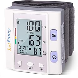 LotFancy Wrist Blood Pressure Monitor for Home Use, BP Cuff, Automatic Digital Blood Pressure Machine, BP Monitor, 5.3”-8.5”, 4 Users, 120 Memory, with Large Screen