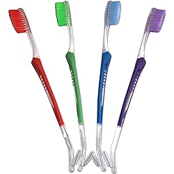 Orthodontic Toothbrush Set of 4 V-Trim Double-Ended Brush with Interproximal Head for Cleaning Ortho Braces