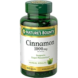 Nature's Bounty Cinnamon 1000mg, 100 Capsules Pack of 4