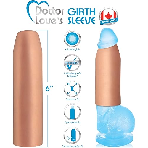 Doctor Love's GS-7-15-30 7" Trim-to-Fit Girth Sleeve with 1.5" of Extra Girth, Light Flesh, 1 Count