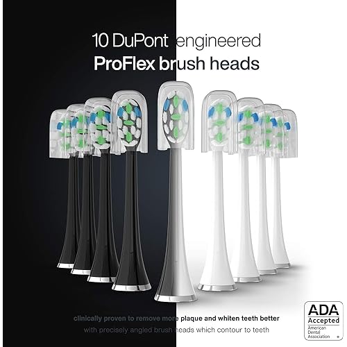 AquaSonic DUO PRO – Ultra Whitening 40,000 VPM Electric Smart ToothBrushes – ADA Accepted - 4 Modes with Smart Timers - UV Sanitizing & Wireless Charging Base - 10 ProFlex Brush Heads & 2 Travel Cases