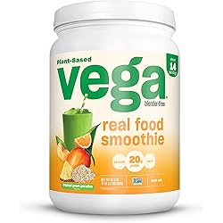 Vega Real Food Smoothie, Tropical Green Paradise, Vegan Protein Powder, 20g Plant Based Protein, No Blender Required, Gluten Free, Non GMO, Pea Protein for Women and Men, 1.23 Pounds 14 Servings