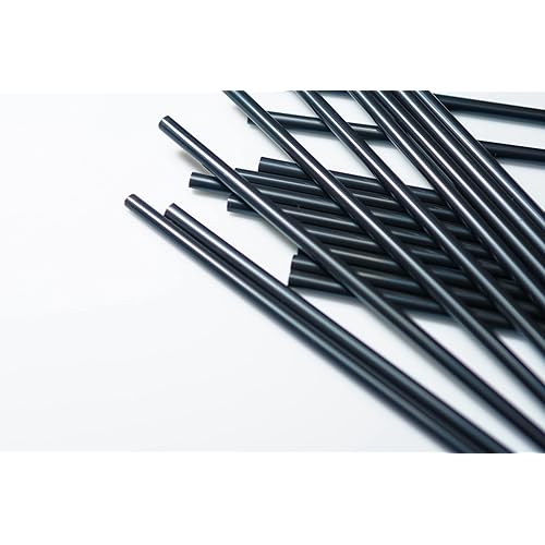 Perfect Stix Unwrapped Black Plastic Jumbo Straws. 7.75 Inches x 0.23 Diameter. Pack of 500 Count