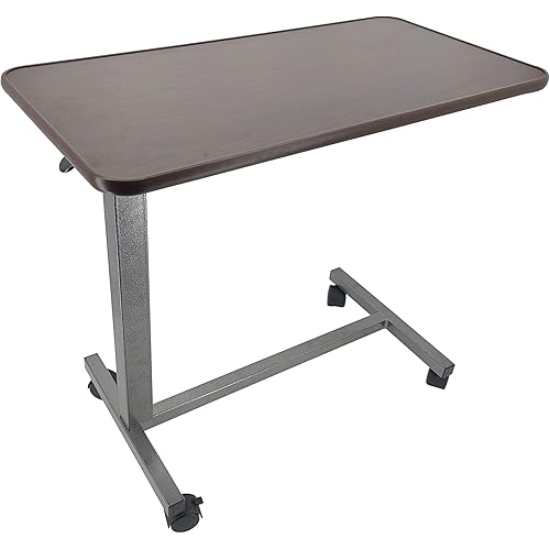 FixtureDisplays® Medical Adjustable Overbed Bedside Table with Wheels Hospital and Home Use Product Weight 20 Lbs, Assembly Video Provided 15415-NPF