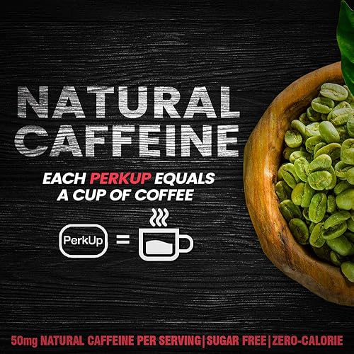 PerkUp Energy Booster Strawberry Shock, 60 - A Healthy Alternative to Energy Drinks. Natural Caffeine from Green Coffee Bean with Vitamins for Energy. No Sugar and no Crash