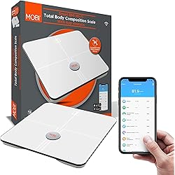 MOBI Connect Smart BMI Wi-Fi Total Body Composition Scale with App Analysis, Wireless Weight Scale, Easy Body Fat Measurement and Provide Quick Analysis for Your Health, Workout Progress, and Diet