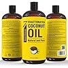 Pure Fractionated Coconut Oil - Big 32 fl oz Bottle - Non-GMO, 100% Natural, Lightweight Massage Oil for Massage Therapy on Skin, Hair, More - Perfect Carrier Oil for Essential Oils