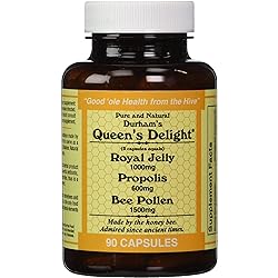 Durham's Queen's Delight Royal Jelly 1000mg, Propolis 600mg, Beepollen 1500mg in 3 Daily Capsules