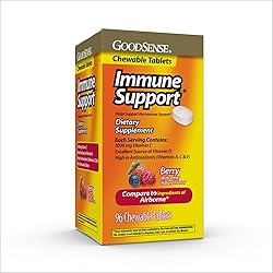 Immune Support Chewable Tablets with 1,000 mg of Vitamin C per Serving. Natural Berry Flavor. A Gluten-Free Custom Blend of 10 Vitamins, Minerals and Herbs, 96 Count