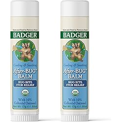 Badger - After Bug Balm Stick, Organic Anti-Itch Balm, Bug Bite Relief Stick, Itch Balm Stick, Itch Relief Balm, After Bite Balm, Mosquito Bite Relief, 0.6 oz - 2-Pack