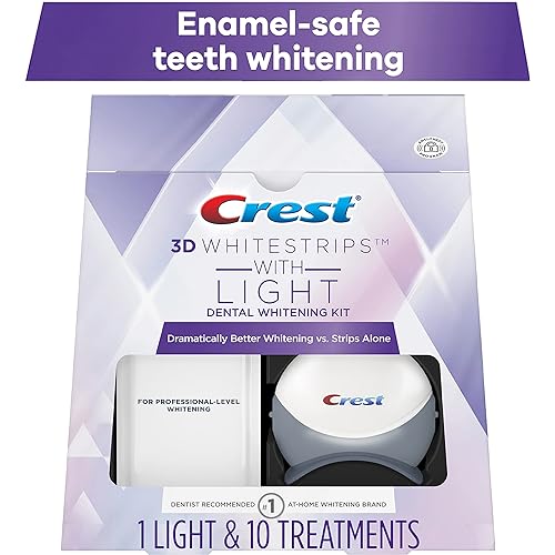 Crest 3D Whitestrips with Light, Teeth Whitening Strip Kit, 20 Strips 10 Count Pack