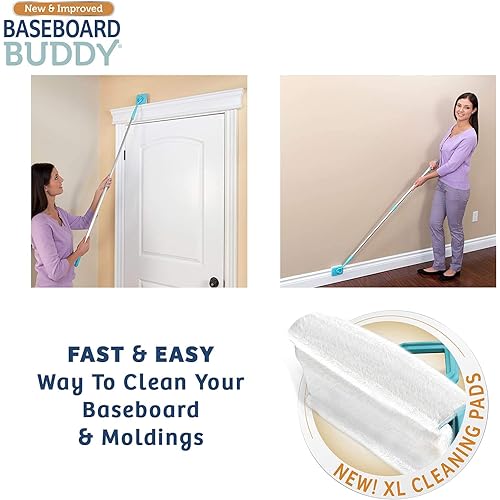 Baseboard Buddy – Baseboard & Molding Cleaning Tool! Includes 1 Baseboard Buddy and 3 Reusable Cleaning Pads, As Seen on TV