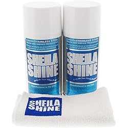 Sheila Shine Stainless Steel Polish & Cleaner | Microfiber Polishing Cloth | Protects Appliances from Fingerprints and Grease Marks | Residue & Streak Free | 2 x 10 Oz Aerosol Can and Cloth