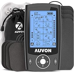 AUVON Dual Channel TENS Unit Muscle Stimulator with 20 Modes, Rechargeable TENS Machine for BackNeckLower BackLegMuscle Pain Relief, with 4pcs 2" and 4pcs 2"x4" Electrode Pads Black