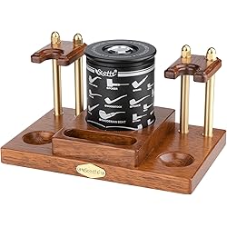 Scotte Wooden Tobacco Pipe Stand,For 2 Smoking Pipes Rack Holder,Include Tobacco JarCigar Herb Container with Hygrometer and Humidifier,Practical Smoking Accessories