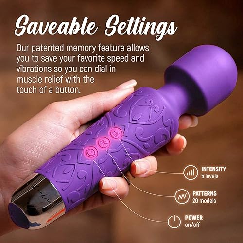LuLu 8 Black & LuLu 11 Purple Upgraded Personal Wand Massager - Premium Cordless Powerful and Handheld - USB Rechargeable for Back and Neck Relief