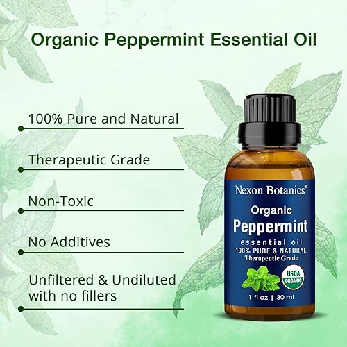 Peppermint and Cedarwood Oils Bundle by Nexon Botanics - Great Combo for Diffusers, Massage, Aromatherapy, Topical and Household Uses - Hydrating and Cleansing Oils - Pure and Therapeutic Grade