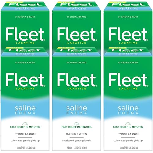 Fleet Laxative Saline Enema for Adult Constipation, 4.5 fl oz, 4 Bottles, 6 Pack