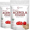 2 Pack of Pure USDA Organic Acerola Cherry Powder, Natural and Organic Vitamin C for Immune System, 8 Ounce, No GMO, No Gluten, Brazil Origin