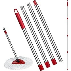 Spin Mop Replacement Handle - 4 Section Mop or Broom HandleStick Compatible with O Cedar Spin Mop Refills and Brooms, 30 to 59, American Threaded Joint End Mop Head Not Included