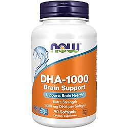 NOW Supplements, DHA 1,000 Brain Support, Extra Strength, 1,000 mg DHA, 90 Softgels